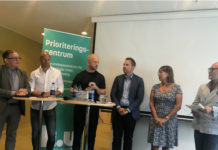 Ett av flera seminarier om prioriteringar i Almedalen 2019. Fr v: Dag Larsson (S), Martin Henriksson, Linköpings universitet, Jonas Lindberg (V), Nicklas Sandström (M), Karin Båtelson, Läkarförbundet och Lars Sandman, Prioriteringscentrum.