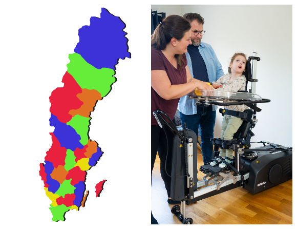 Hjälpmedel för träning erbjuds bara i 7 regioner