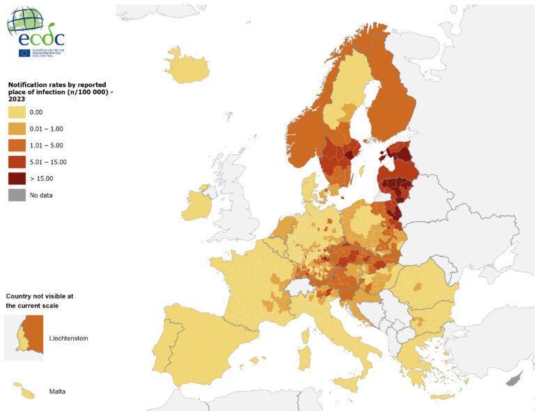 Ny karta visar ”hot spots” för TBE i Europa