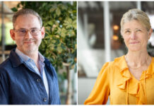 ”Inför heltäckande vaccinregister!” Jonas Ålebring och Malin Parkler. Foto: Anna Hållams,Pfizer.