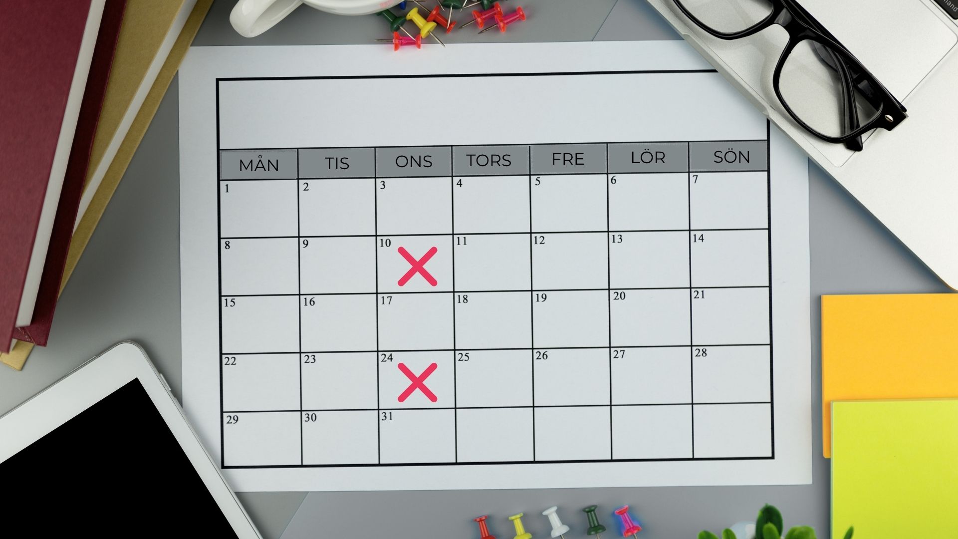 Kalender med varannan vecka ikryssad, då ny studie visar att behandling varannan vecka av GLP-1 kan räcka för att bihålla effekt