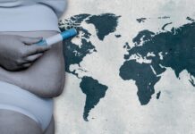Globalt genombrott för Ozempic-kopior – därför dröjer det i Europa Collage: Injektionspenna för semaglutid mot en världskarta i bakgrunden