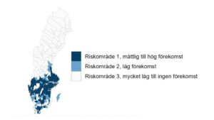 Folkhälsomyndighetens karta över riskområden