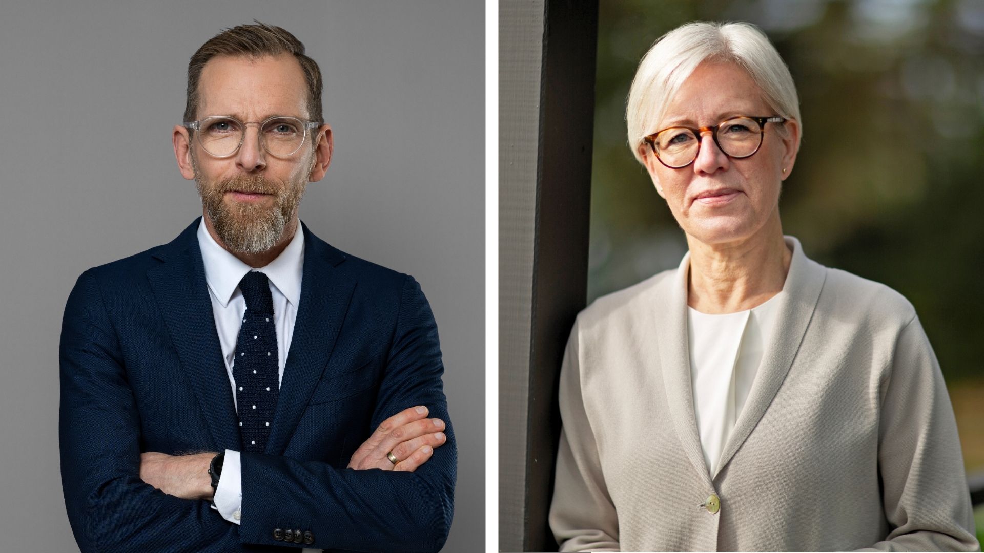 Socialminister Jakob Forssmed och Sofia Wallström, vd för Lif – de forskande läkemedelsföretagen. Foto Forssmed: Kristian Pohl AB/Regeringskansliet